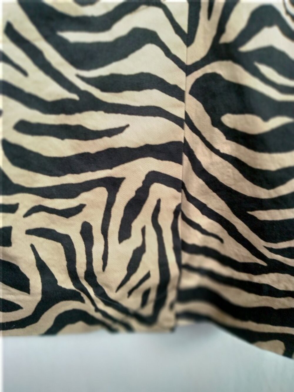 Dana Buchman Jacket Small Long Animal Print Brown Black Zebra Cotton Belt Blazer - Picture 12 of 16